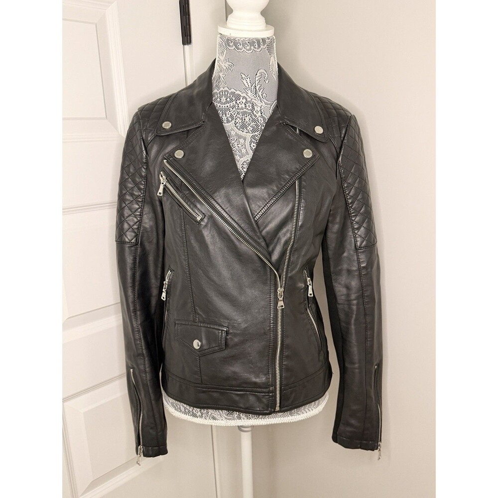 Express Moto Black Jacket Womens Quilted biker bomber emo punk whimsygoth